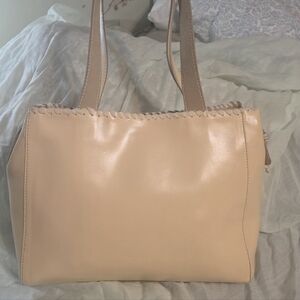 Nicoli Cream Leather Tote Bag